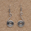 Open Circle Silver Spiral Drop Earrings