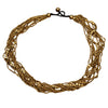 Artisan handmade pure brass, tiny cube and etched beaded, multi strand necklace designed by OMishka.