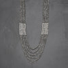 Artisan handmade silver, tiny cube and charm beaded, layered multi strand necklace designed by OMishka.