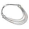 Artisan handmade silver toned white metal, layered 5 strand snake chain, subtle decorative link, collar necklace designed by OMishka.