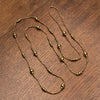 Artisan handmade pure brass, single strand, long beaded wrap necklace designed by OMishka.