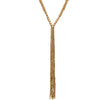 Artisan handmade pure brass, tiny cube and round beaded, braided, long drop multi strand necklace designed by OMishka.