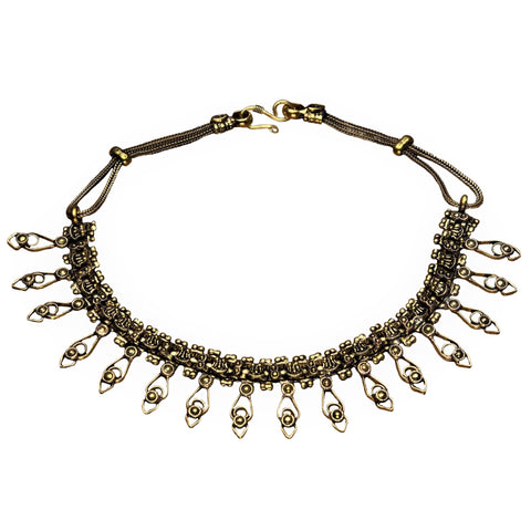 Indian Patterned Pure Brass Collar Necklace