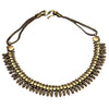 Artisan handmade pure brass, tribal patterned disc and beaded, gypsy collar necklace designed by OMishka.