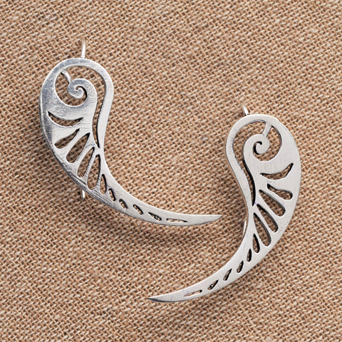 Galactic Silver Spiral Hoop Earrings