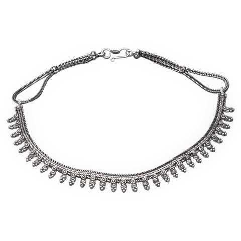 Indian Patterned Silver Collar Necklace