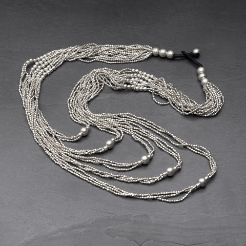 Adjustable Silver Rope Spiral Necklace
