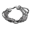 Artisan handmade silver toned white metal, multi five strand, subtle beaded snake chain bracelet designed by OMishka.