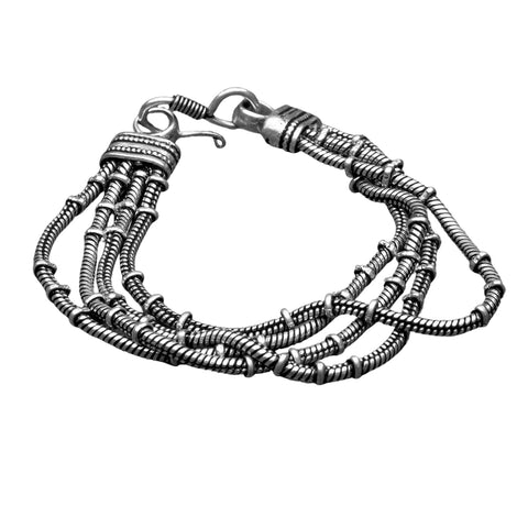 Adjustable Silver Beaded Infinity Link Bracelet