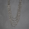 Artisan handmade silver, tiny cube beaded, short, layered multi row necklace designed by OMishka.