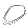 Artisan handmade silver toned white metal, multi strand, subtle disc beaded, layered snake chain necklace designed by OMishka.
