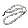 Chunky, handmade silver, tiny cube beaded, woven multi strand necklace designed by OMishka.