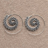 Tribal Dotted Pure Brass Spiral Hoop Earrings
