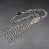 Simple Silver Charm Beaded Three Strand Necklace