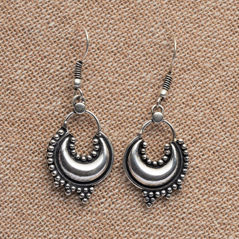 Large Silver Tribal Spiral Hoop Earrings