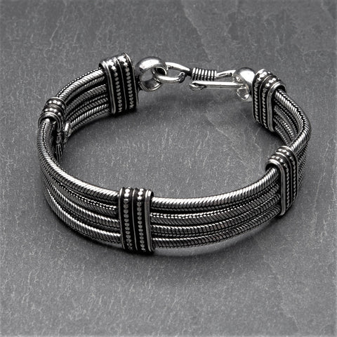 Adjustable Silver Beaded Infinity Link Bracelet