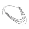 Artisan handmade silver toned white metal, four strand, subtle beaded, adjustable snake chain necklace designed by OMishka.