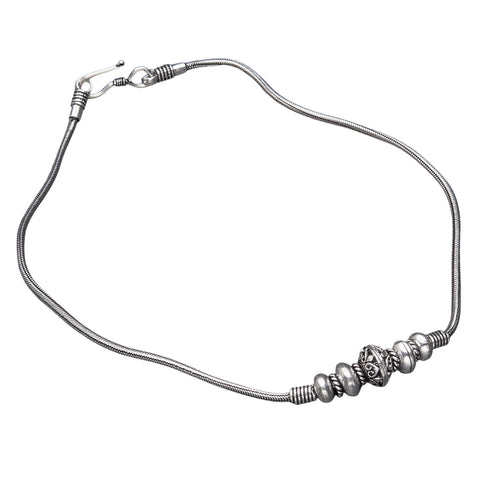 Silver Multi Layered Snake Chain Necklace