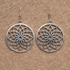 Silver Flower Mandala Drop Earrings