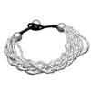 Artisan handmade silver, oval beaded multi strand bracelet designed by OMishka.