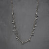 Artisan handmade silver, tiny cube beaded and spike rivet stud, multi strand necklace designed by OMishka.