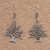 Silver Lotus Flower Drop Earrings