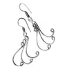 Artisan handmade, solid silver triple crested wave, drop hook earrings designed by OMishka.