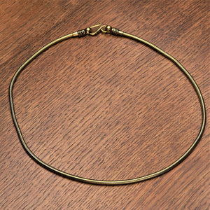 Artisan handmade pure brass, simple snake chain necklace designed by OMishka.