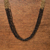 Artisan handmade, striped pure golden and black brass, beaded multi strand necklace designed by OMishka.