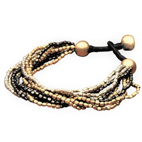 Spike Charm Pure Brass Beaded Bracelet