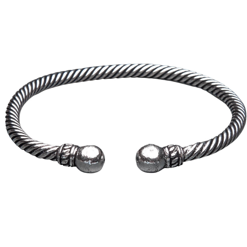 An artisan handmade, twisted silver rope bracelet designed by OMishka.