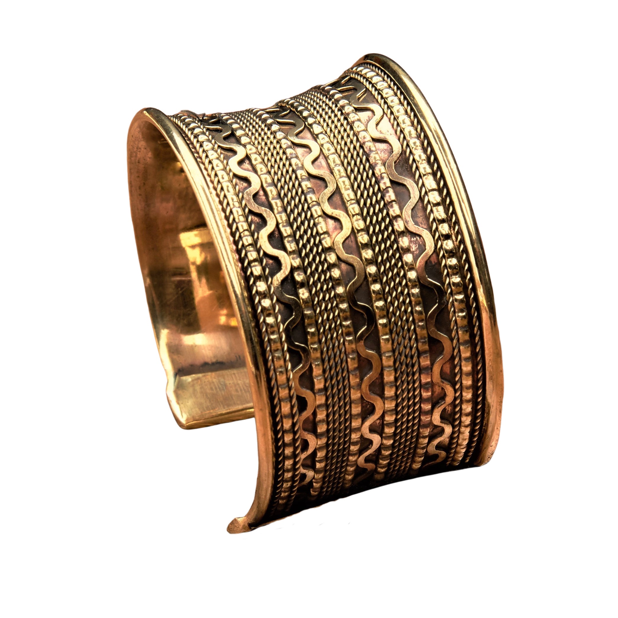 Mixed Metal Copper & Brass Handmade Cuff Bracelet - deals Tribal – Ethnic Inspired – For Smaller Wrist - 1