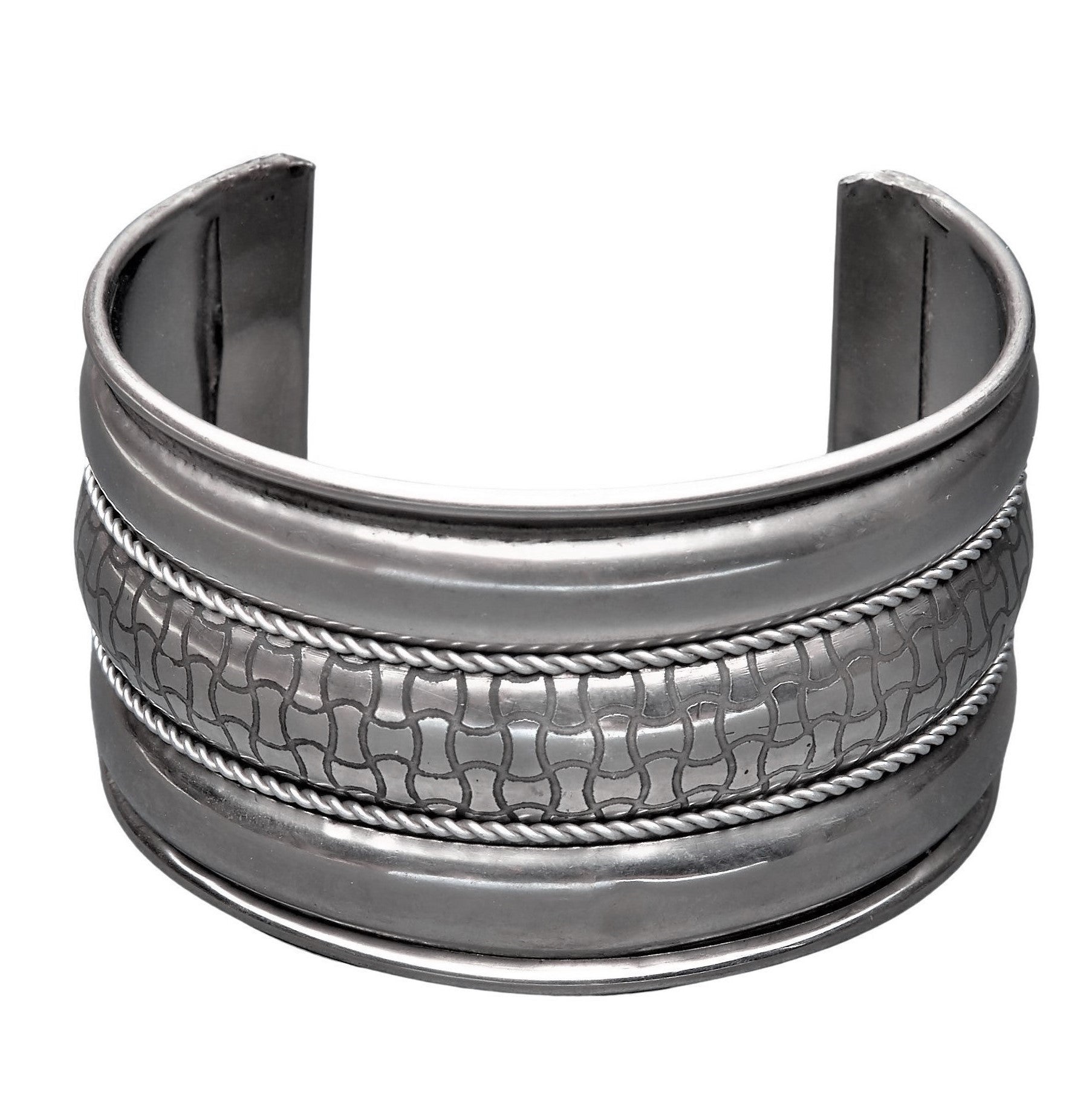 Vintage Silver Wide Wave Caff Bangle 925