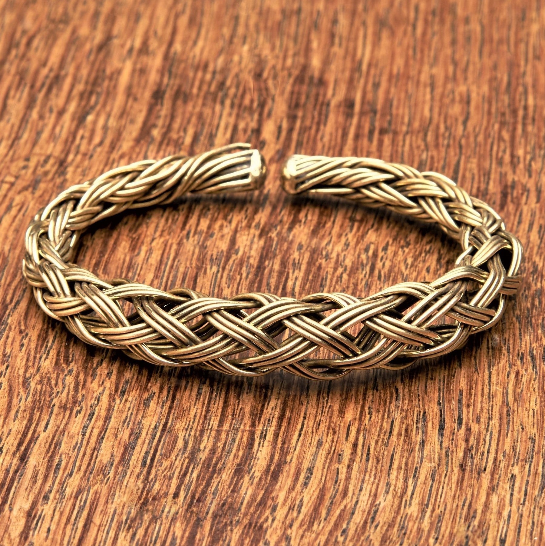 Handmade Woven Brass Braided Cuff Bracelet OMishka