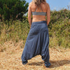OMishka eco-friendly organic bamboo blue harem pants adjustable jumpsuit