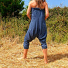 OMishka eco-friendly organic bamboo blue harem trousers adjustable jumpsuit