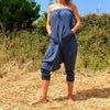OMishka eco-friendly organic bamboo blue yoga trousers adjustable jumpsuit