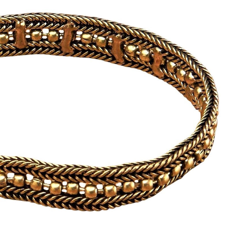 Handmade nickel free pure brass, dainty, beaded foxtail chain bracelet designed by OMishka.
