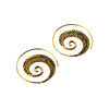 Handmade pure brass, feather detailed, spiral hoop earrings designed by OMishka.