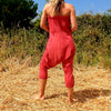 OMishka eco-friendly organic bamboo bright red harem trousers adjustable jumpsuit