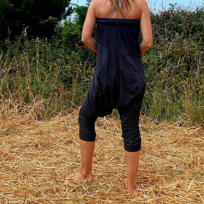 OMishka eco-friendly organic bamboo dark grey harem trousers adjustable jumpsuit