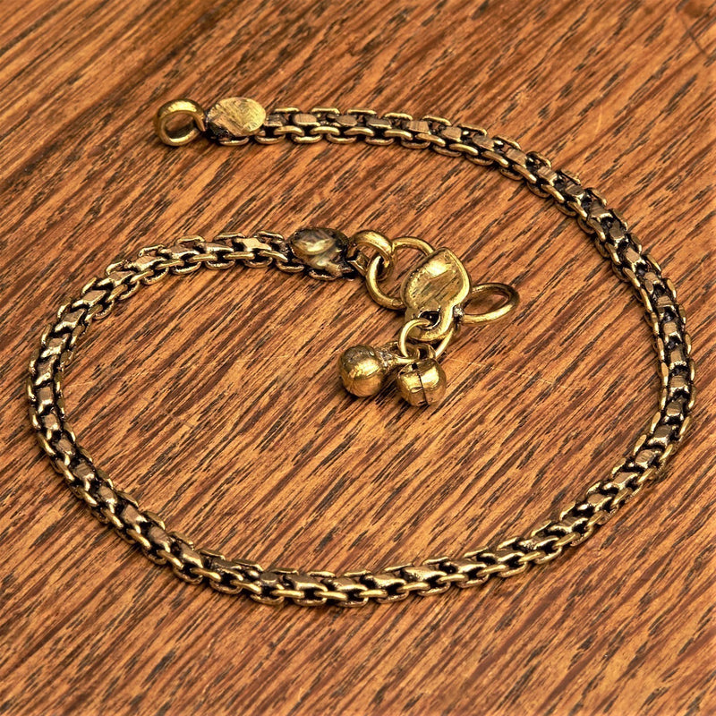 Artisan Handmade Chunky Chain Brass Anklet OMishka