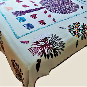 Colourful Patchwork Tree of Life Bed Cover & Throw - 04