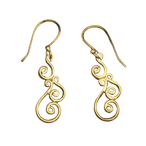 Dainty Pure Brass Dotted Spiral Hoop Earrings