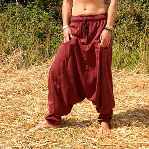 OMishka eco-friendly organic bamboo dark red yoga pants adjustable jumpsuit