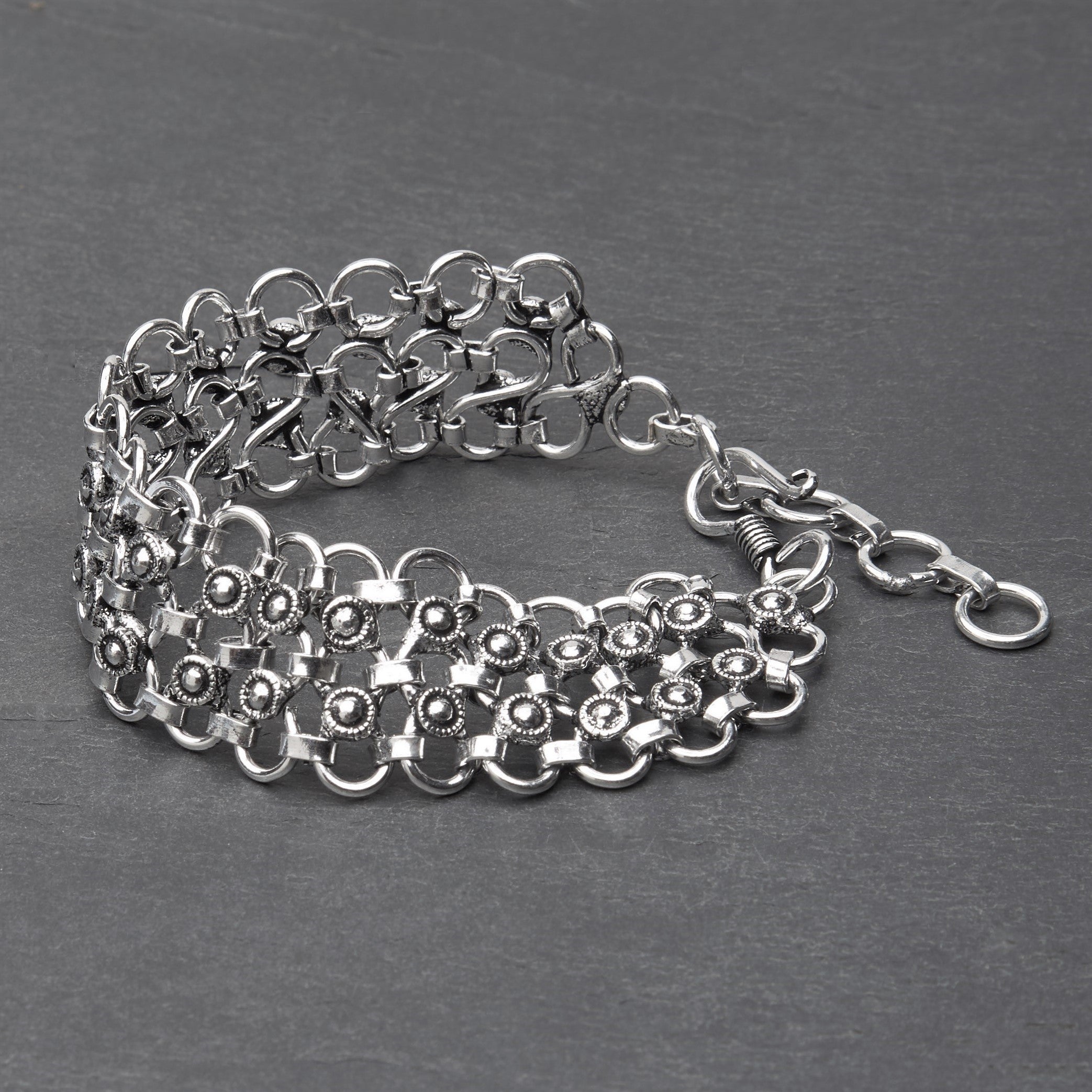 Handmade Double Silver Infinity Chain Bracelet - OMishka