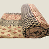 OMishka ethically handmade block print natural ecru and red patterned bed spread, cover and throw.