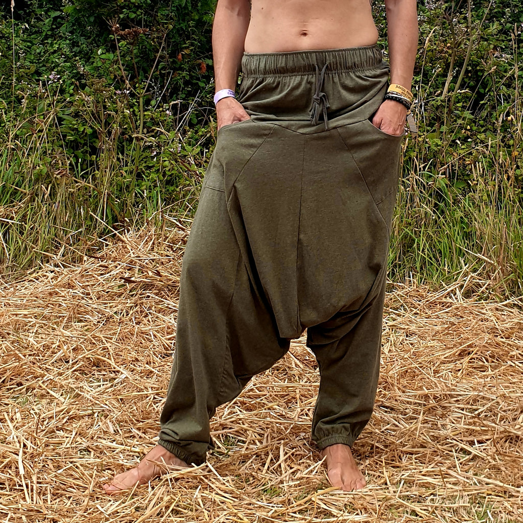 OMishka eco-friendly organic bamboo sage green yoga pants adjustable jumpsuit