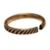 A handmade, adjustable, dainty pure brass striped patterned band toe ring designed by OMishka.