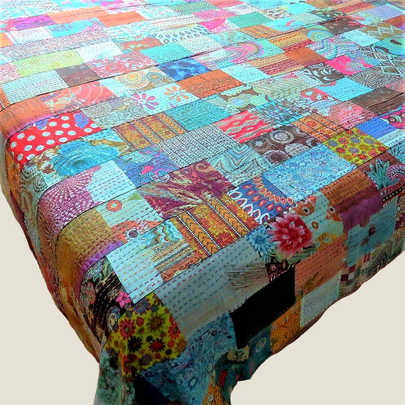 Recycled Patchwork Kantha Bed Cover & Throw - 10